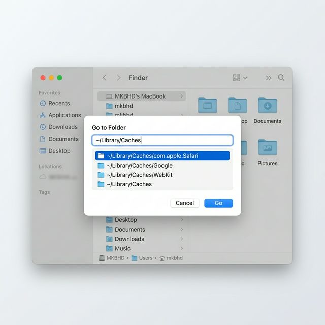 Вікно Перейти до папки у Finder